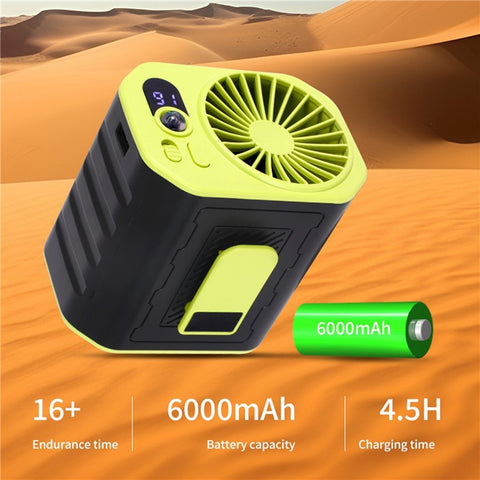 Portable Waist Fan Rechargeable 3 Speed Cooling Fan Power Bank with LED Flashlight