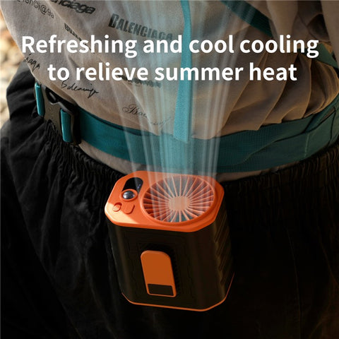 Portable Waist Fan Rechargeable 3 Speed Cooling Fan Power Bank with LED Flashlight