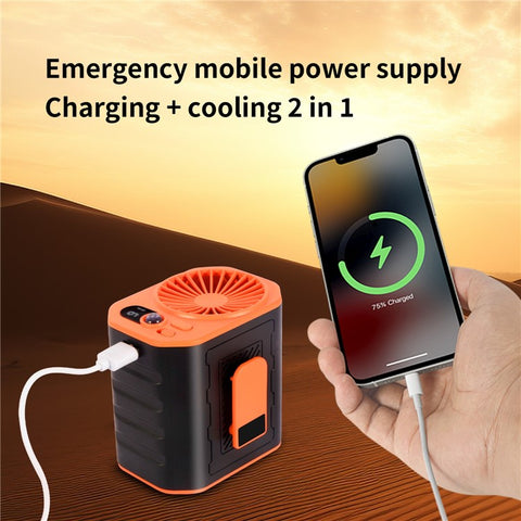 Portable Waist Fan Rechargeable 3 Speed Cooling Fan Power Bank with LED Flashlight