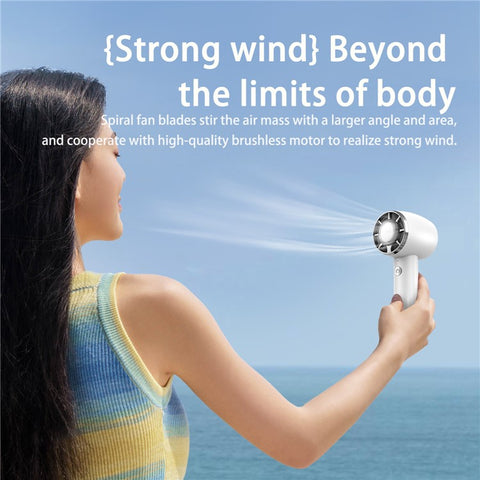 WT14 Mini Handheld Fan Portable 3 Speed Brushless Motor Mute Cooling Fan for Outdoor / Desktop Use