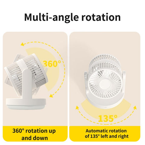 ZK04 Circulating Fan Portable Rechargeable 3 Speed Desktop Cooling Fan with Ambient Light