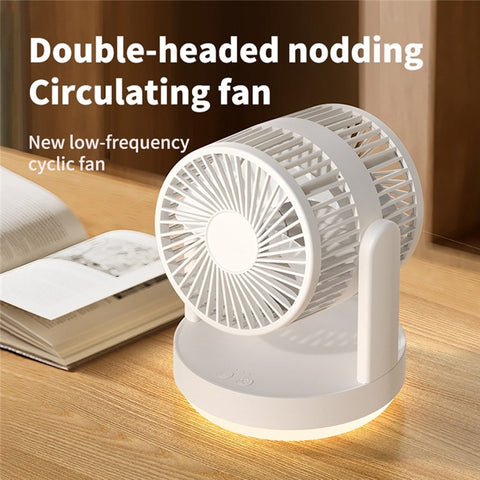 ZK04 Circulating Fan Portable Rechargeable 3 Speed Desktop Cooling Fan with Ambient Light