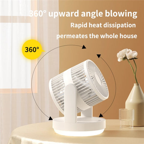 ZK04 Circulating Fan Portable Rechargeable 3 Speed Desktop Cooling Fan with Ambient Light