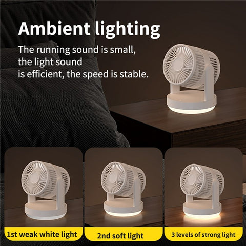 ZK04 Circulating Fan Portable Rechargeable 3 Speed Desktop Cooling Fan with Ambient Light