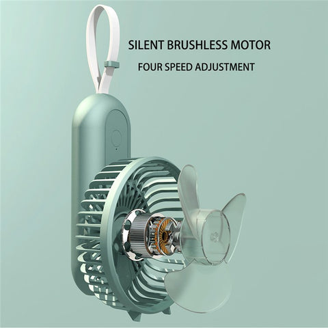 F30 Rotatable Handheld Fan Brushless Motor 4 Speed USB Rechargeable Cooling Fan