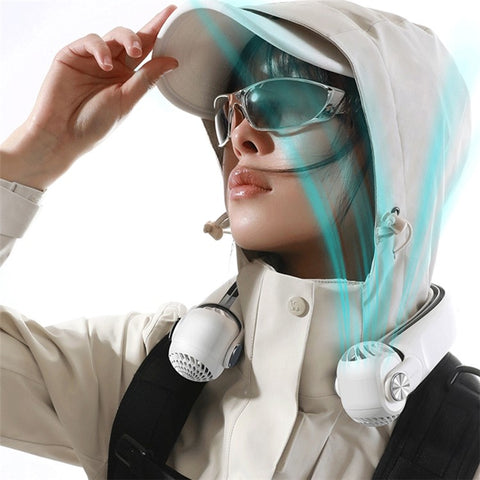 MF080 Hanging Neck Fan Adjustable Air Outlet Wearable Fan Battery Operated Neck Fan Cooler
