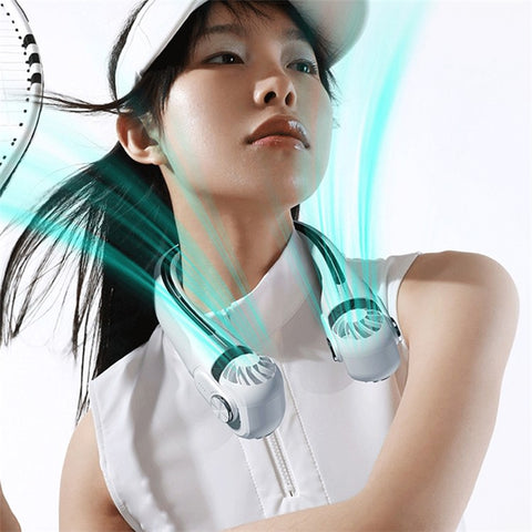MF080 Hanging Neck Fan Adjustable Air Outlet Wearable Fan Battery Operated Neck Fan Cooler
