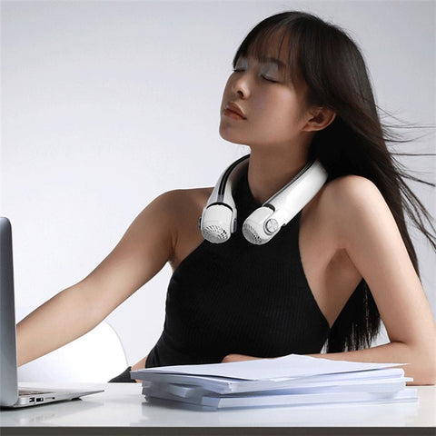 MF080 Hanging Neck Fan Adjustable Air Outlet Wearable Fan Battery Operated Neck Fan Cooler