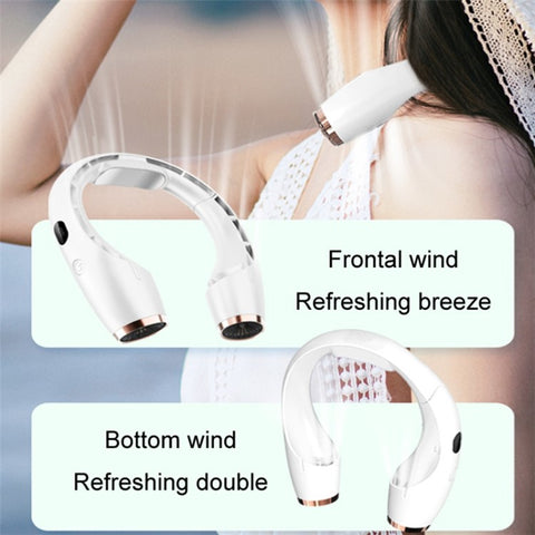 Portable Neck-Mount Cooling Fan Digital Display Bladeless Fan Wearable Personal Air Cooler