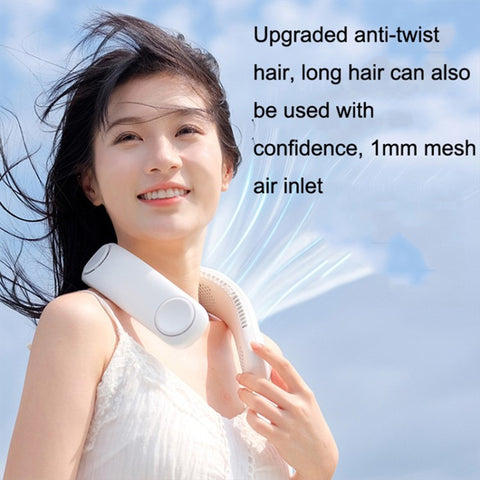 Portable Foldable Neck Fan USB Rechargeable 4-Core Wearable Cooling Fan