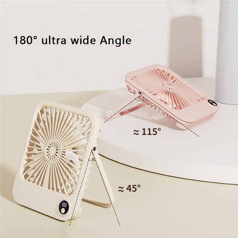 W30 Battery-Powered Digital Display Cooling Fan Portable Quiet Mini Desktop Fan