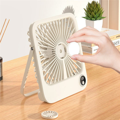 W30 Battery-Powered Digital Display Cooling Fan Portable Quiet Mini Desktop Fan