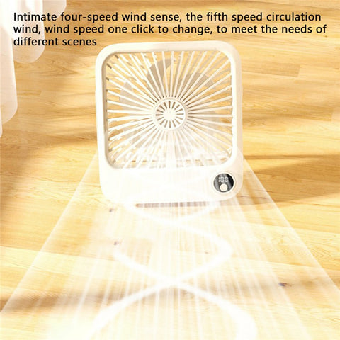 W30 Battery-Powered Digital Display Cooling Fan Portable Quiet Mini Desktop Fan