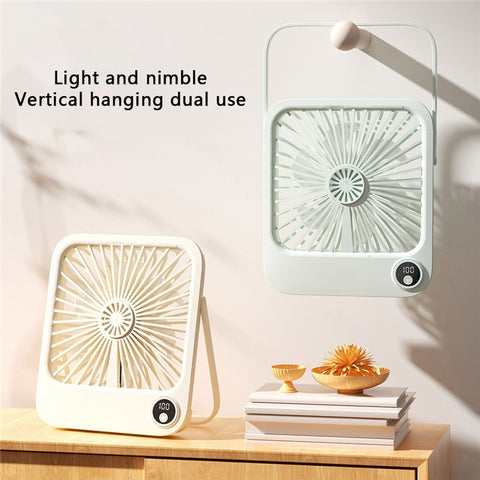 W30 Battery-Powered Digital Display Cooling Fan Portable Quiet Mini Desktop Fan