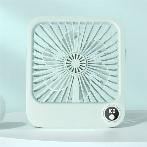 W30 Battery-Powered Digital Display Cooling Fan Portable Quiet Mini Desktop Fan