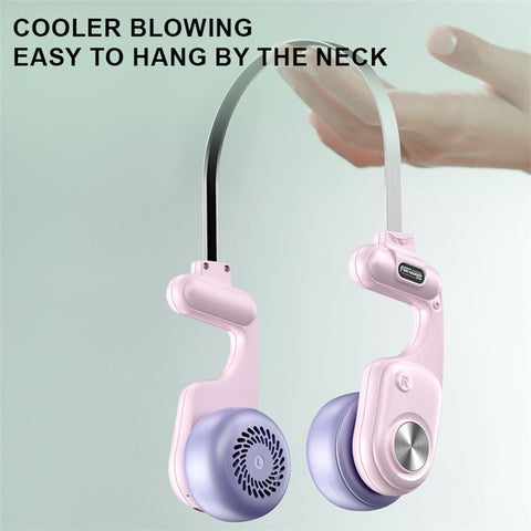 MF086 5 Speeds Adjustable Silent Summer Cooling Metal Neckband Hanging Fan
