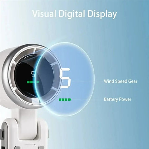 N607 Portable Rechargeable Cooling Fan 5 Wind Speeds Summer Turbine Handheld Fan