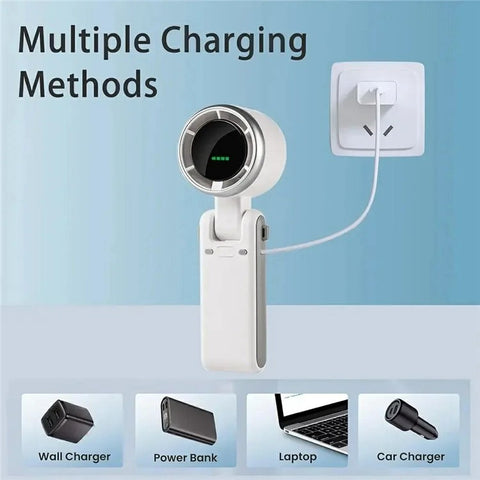 N607 Portable Rechargeable Cooling Fan 5 Wind Speeds Summer Turbine Handheld Fan