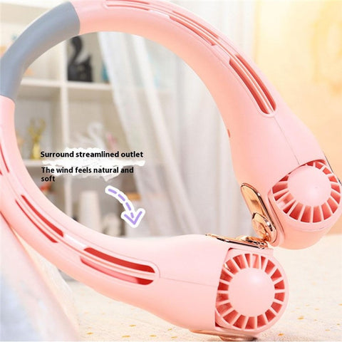 LP879 Portable Neck Fan USB Rechargeable 3 Speeds Adjustable Hands Free Cooling Fan for Outdoors