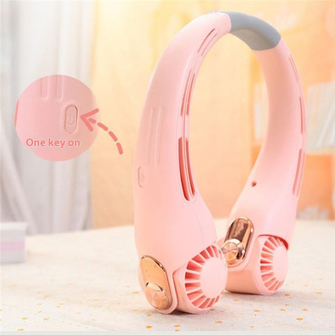 LP879 Portable Neck Fan USB Rechargeable 3 Speeds Adjustable Hands Free Cooling Fan for Outdoors