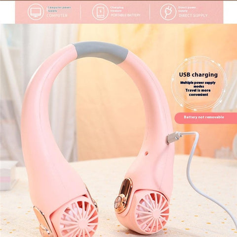 LP879 Portable Neck Fan USB Rechargeable 3 Speeds Adjustable Hands Free Cooling Fan for Outdoors