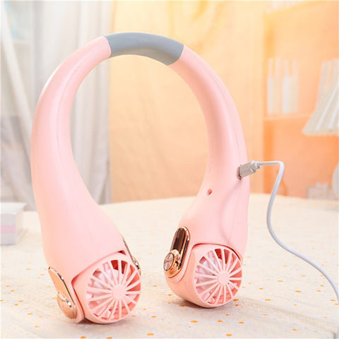 LP879 Portable Neck Fan USB Rechargeable 3 Speeds Adjustable Hands Free Cooling Fan for Outdoors