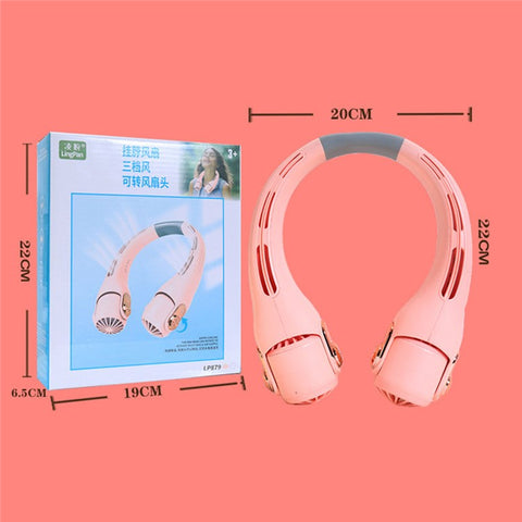 LP879 Portable Neck Fan USB Rechargeable 3 Speeds Adjustable Hands Free Cooling Fan for Outdoors