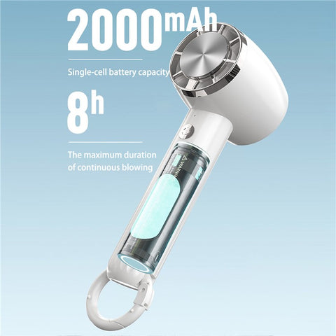 WT13 Portable Cold Compress Cooling Fan with Carabiner for Outdoor Travel Home Office Use
