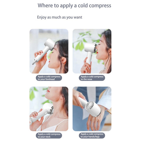 WT13 Portable Cold Compress Cooling Fan with Carabiner for Outdoor Travel Home Office Use