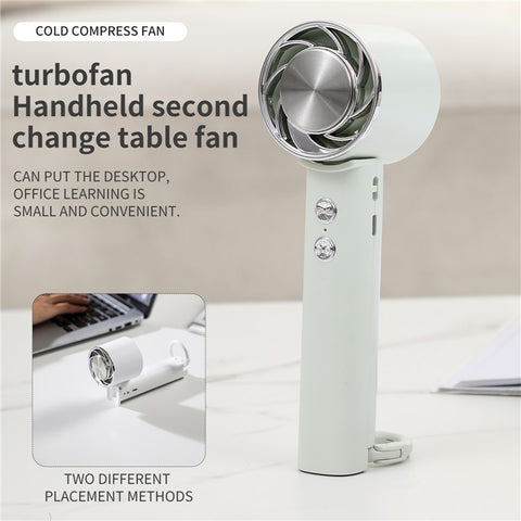 WT15 Portable Mini Cooling Fan Cold Compress Handheld Foldable Fan with Carabiner