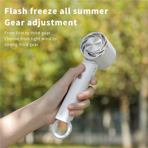 WT15 Portable Mini Cooling Fan Cold Compress Handheld Foldable Fan with Carabiner
