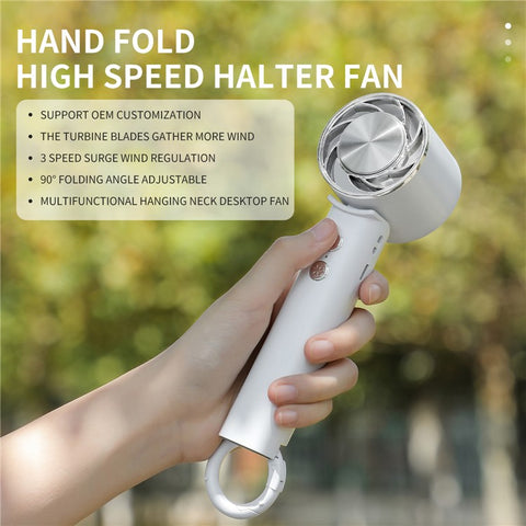 WT15 Portable Mini Cooling Fan Cold Compress Handheld Foldable Fan with Carabiner