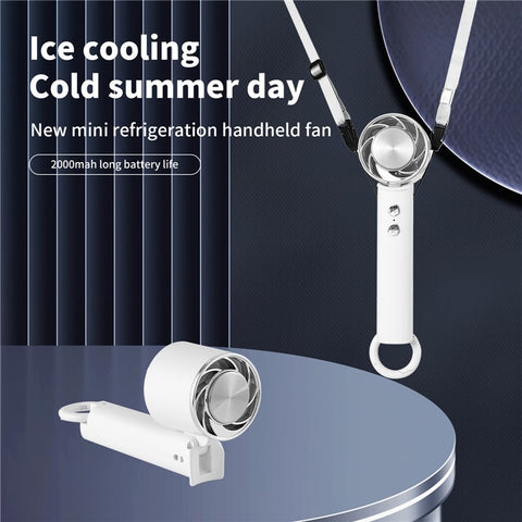 WT15 Portable Mini Cooling Fan Cold Compress Handheld Foldable Fan with Carabiner