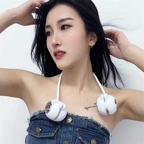 C16 Foldable Rechargeable Hanging Neck Fan Cute Panda Student Kids Fan Cooler