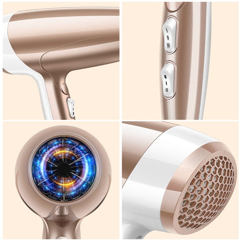 2000W High Power Hair Dryer Blue Light Care Negative Ion Quick Drying Hair Styling Tool, EU Plug