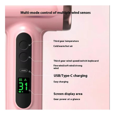 Cordless Ionic Hair Dryer 3 Mode Rechargeable Blow Dryer Travel Hair Dryer