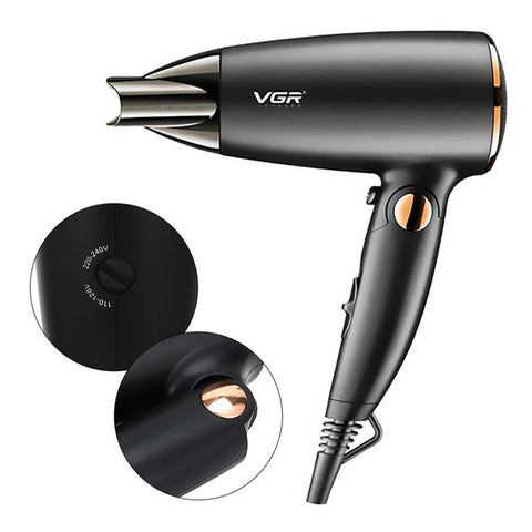 VGR V-439 Folding Handle Hair Dryer 1200W-1600W Portable Hairdryer Powerful Hot Cool Wind Blow Dryer for Hair Care (EU Plug)