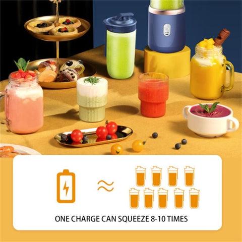 6 Blade Portable Juicer Cup USB Smoothie Blender Wireless Fruit Squeezer, with Cup Lid (BPA Free, No FDA Certificate)
