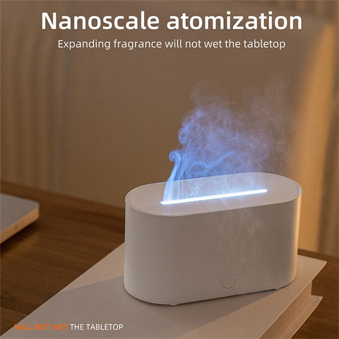 HY02 Flame Aroma Diffuser Mini Humidifier with Colorful Breathing Light