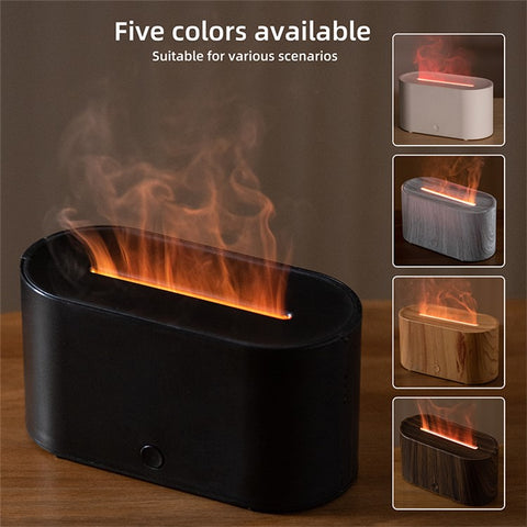 HY02 Flame Aroma Diffuser Mini Humidifier with Colorful Breathing Light