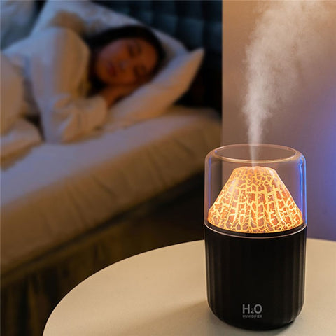 JS20 300ML Water Tank Simulated Volcano Flame Mist Maker Air Humidifier with Colorful Light