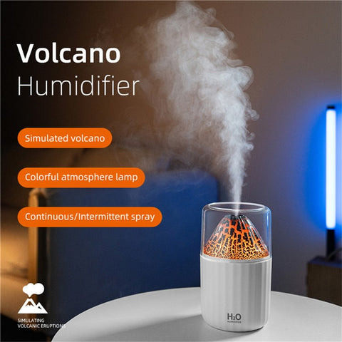 JS20 300ML Water Tank Simulated Volcano Flame Mist Maker Air Humidifier with Colorful Light