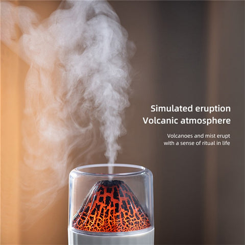 JS20 300ML Water Tank Simulated Volcano Flame Mist Maker Air Humidifier with Colorful Light