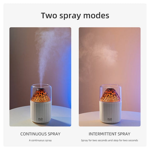 JS20 300ML Water Tank Simulated Volcano Flame Mist Maker Air Humidifier with Colorful Light