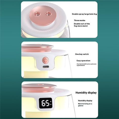 Dual Mist Desktop Air Humidifier with Humidity Display for Bedroom Office Living Room