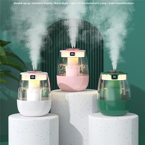 Dual Mist Desktop Air Humidifier with Humidity Display for Bedroom Office Living Room