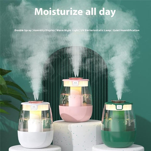 Dual Mist Outlet Desktop Air Humidifier Home Office Mute Mist Diffuser