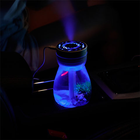 380ml Transparent Decorated Humidifier Portable Air Purifier with Colorful Light for Car Office Atomizer Mini Mist Fog Diffuser (No CE)