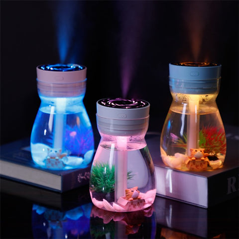 380ml Transparent Decorated Humidifier Portable Air Purifier with Colorful Light for Car Office Atomizer Mini Mist Fog Diffuser (No CE)