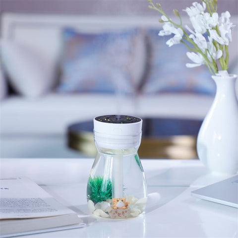 380ml Transparent Decorated Humidifier Portable Air Purifier with Colorful Light for Car Office Atomizer Mini Mist Fog Diffuser (No CE)